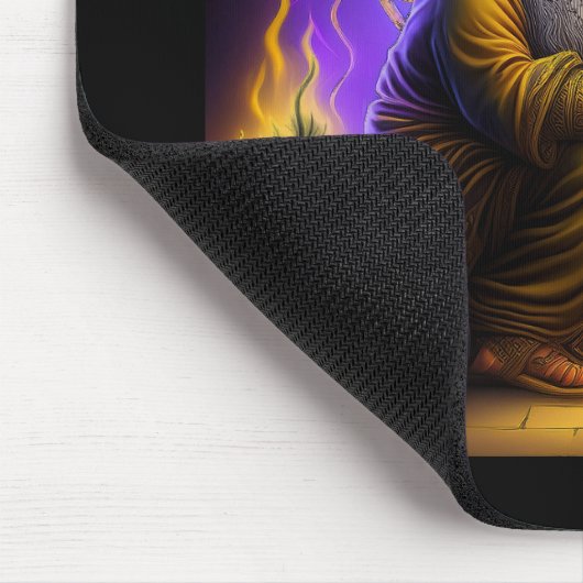 Wizard Is Seated At Table Conjuring A Spell Muismat (Hoek)