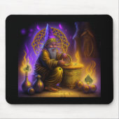 Wizard Is Seated At Table Conjuring A Spell Muismat (Voorkant)