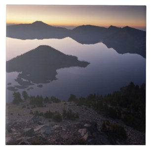 Wizard Island bij zonsopgang, Crater Lake National Tegeltje