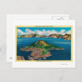 Wizard Island vanaf Llao CliffCrater Lake, OR Briefkaart (Voorkant / Achterkant)
