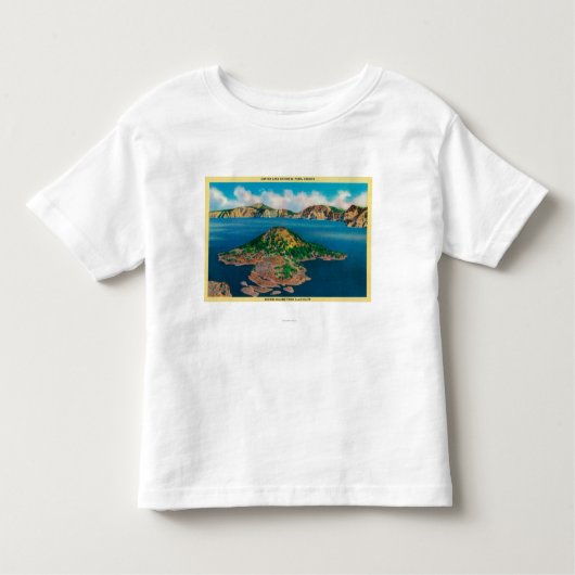 Wizard Island vanaf Llao CliffCrater Lake, OR Kinder Shirts (Voorkant)