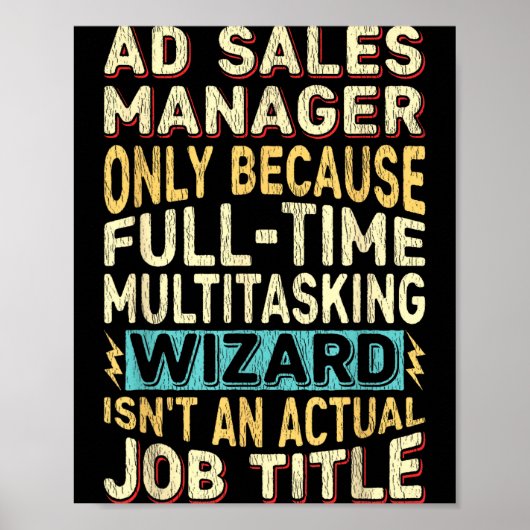 Wizard Job Title Quote - Funny Ad S Manager  Poster (Voorkant)