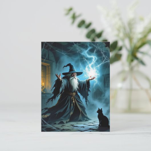 Wizard/kat Briefkaart (Staand voorkant)