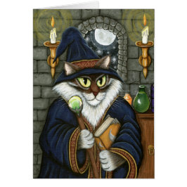 Wizard Kat Merlin Magic Fantasy Art Card
