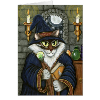 Wizard Kat Merlin Magic Fantasy Art Card