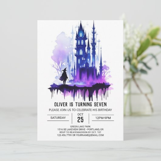 Wizard Kinder bewerkbare verjaardag Kaart (Staand voorkant)