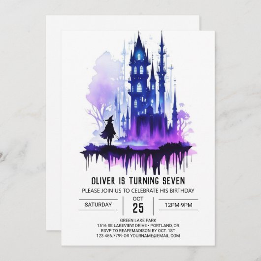 Wizard Kinder bewerkbare verjaardag Kaart (Voorkant / Achterkant)