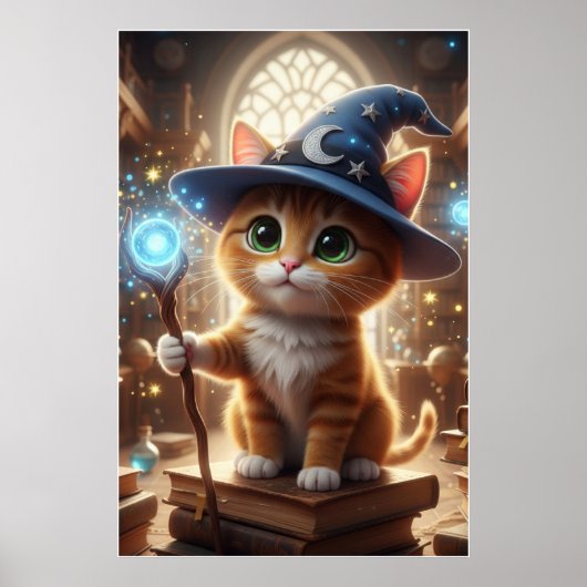 Wizard Kitten – Cute Magical Cat Poster Art (Voorkant)