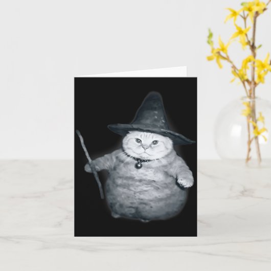 Wizard Kitten Meme Chonk Witch Cat Meme Stud Brain Kaart (Gele Bloem)
