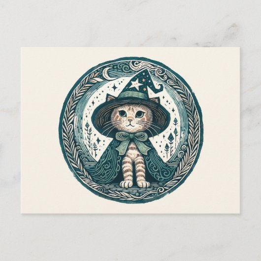 Wizard Kitty kat Briefkaart (Voorkant)