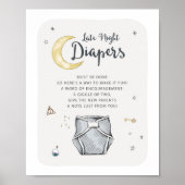 Wizard Late Night Luiers Baby shower Sign Poster (Voorkant)