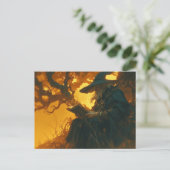 Wizard Lezen onder een Tree-briefkaart Briefkaart (Staand voorkant)