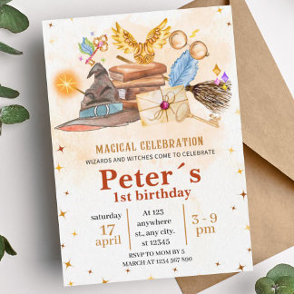 Wizard Magical Kids Birthday Party Invitation Kaart