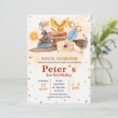 Wizard Magical Kids Birthday Party Invitation Kaart (Staand voorkant)
