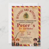 Wizard Magical Kids Birthday Party Invite Kaart (Voorkant)