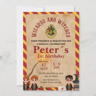 Wizard Magical Kids Birthday Party Invite Kaart