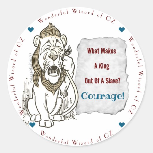 Wizard of Oz citeert Courage Lion Classic Round St Ronde Sticker (Voorkant)