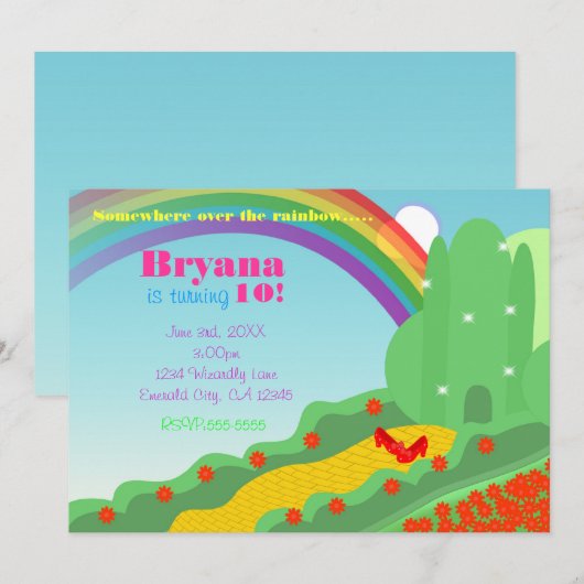 Wizard of OZ Emerald City Slippers Verjaardagsfees Kaart (Voorkant / Achterkant)