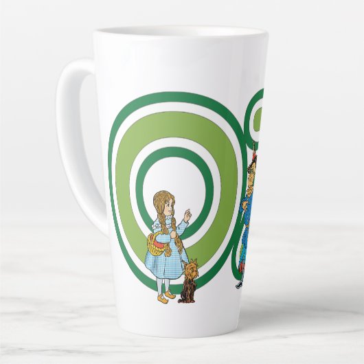 wizard Oz-tekens en tekstletters Latte Mok (Linkerhoek)