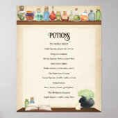 Wizard Party Drinken Menu Opties Bar Menu Poster (Voorkant)