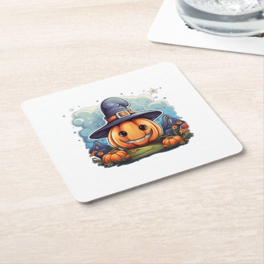 Wizard pumpkin  kartonnen onderzetters (Schuin)