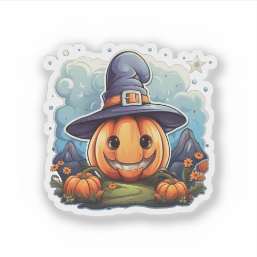 Wizard pumpkin sticker (Voorkant)