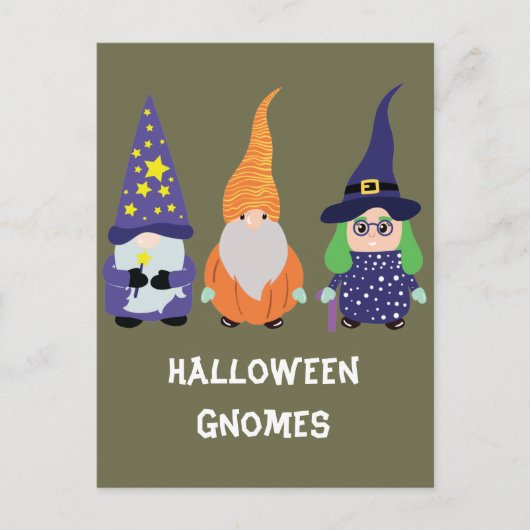 Wizard Pumpkin Witch Halloween Gnomes Holiday Briefkaart (Voorkant)
