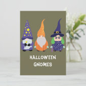 Wizard Pumpkin Witch Halloween Gnomes Holiday Kaart (Staand voorkant)