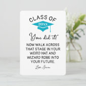 Wizard Robe en Pet Afstuderen 2025 Funny Custom Feestdagenkaart (Staand voorkant)