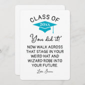 Wizard Robe en Pet Afstuderen 2025 Funny Custom Feestdagenkaart (Voorkant / Achterkant)