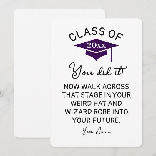 Wizard Robe en Pet Afstuderen 2025 Funny Custom Feestdagenkaart (Voorkant / Achterkant)