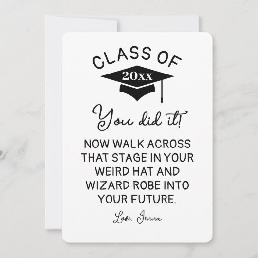 Wizard Robe en Pet Afstuderen 2025 Funny Custom Feestdagenkaart (Voorkant)