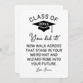 Wizard Robe en Pet Afstuderen 2025 Funny Custom Feestdagenkaart (Voorkant / Achterkant)