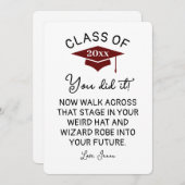 Wizard Robe en Pet Afstuderen 2025 Funny Custom Feestdagenkaart (Voorkant / Achterkant)