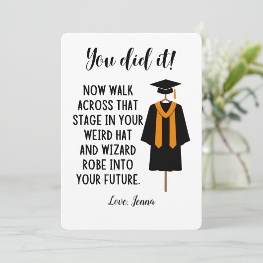 Wizard Robe en Pet Afstuderen Funny Custom Kaart (Staand voorkant)