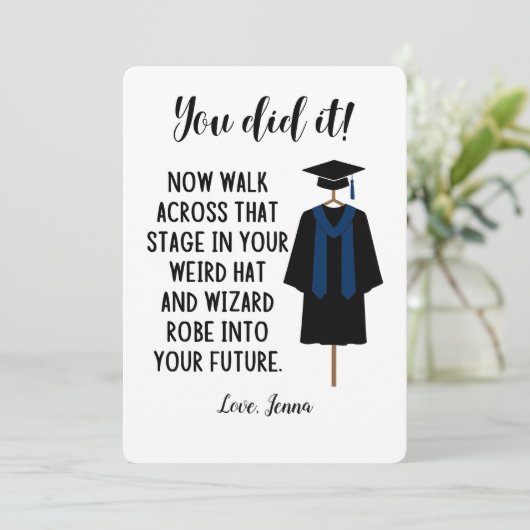 Wizard Robe en Pet Afstuderen Funny Custom Kaart (Staand voorkant)