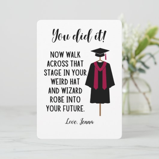 Wizard Robe en Pet Afstuderen Funny Custom Kaart (Staand voorkant)