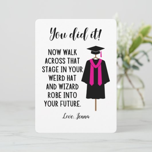 Wizard Robe en Pet Afstuderen Funny Custom Kaart (Staand voorkant)