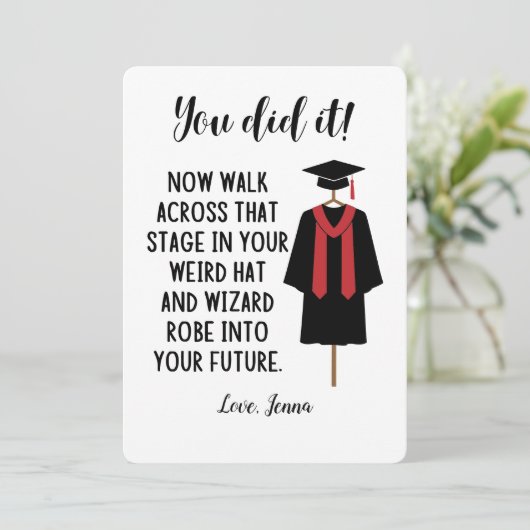 Wizard Robe en Pet Afstuderen Funny Custom Kaart (Staand voorkant)