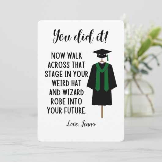 Wizard Robe en Pet Afstuderen Funny Custom Kaart (Staand voorkant)