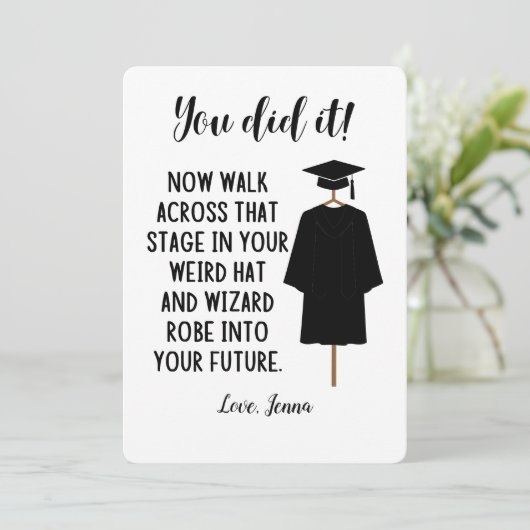 Wizard Robe en Pet Afstuderen Funny Custom Kaart (Staand voorkant)