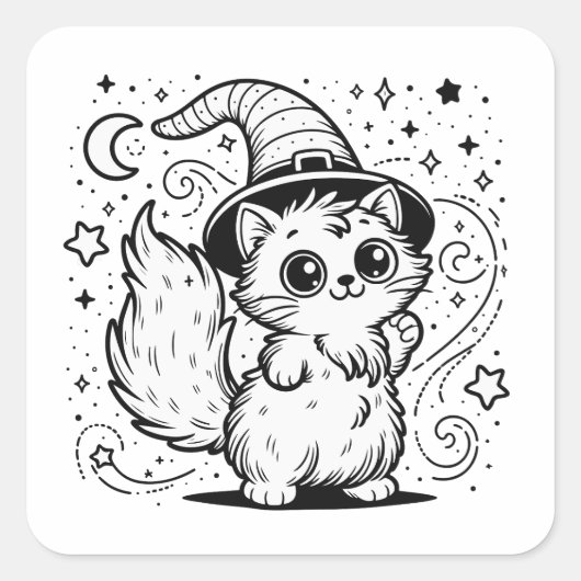 Wizard Schattigee Cat Sticker (Voorkant)