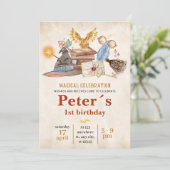 Wizard School Themed Birthday Party Invitation Kaart (Staand voorkant)