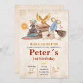 Wizard School Themed Birthday Party Invitation Kaart (Voorkant / Achterkant)