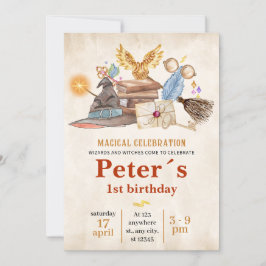 Wizard School Themed Birthday Party Invitation Kaart
