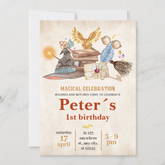 Wizard School Themed Birthday Party Invitation Kaart