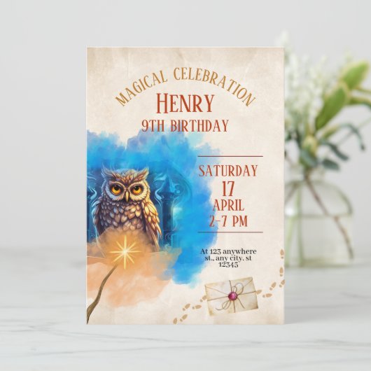 Wizard School Themed Birthday Party Invitation Save The Date (Staand voorkant)