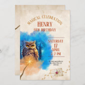 Wizard School Themed Birthday Party Invitation Save The Date (Voorkant / Achterkant)