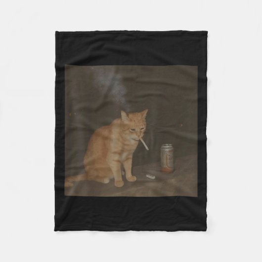 Wizard Sigaret Kitten Grappig Roken Kat Meme BH Fleece Deken (Voorkant)