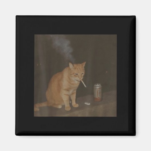 Wizard Sigaret Kitten Grappig Roken Kat Meme BH Magneet (Voorkant)